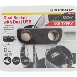 Dunlop Dubbele Auto-Stekkerdoos^ Auto Accessoires